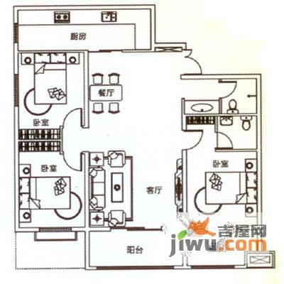 中房公园九号1室1厅1卫56㎡户型图