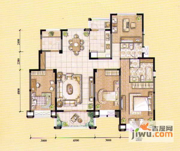 融科朝宗原筑4室2厅2卫165㎡户型图