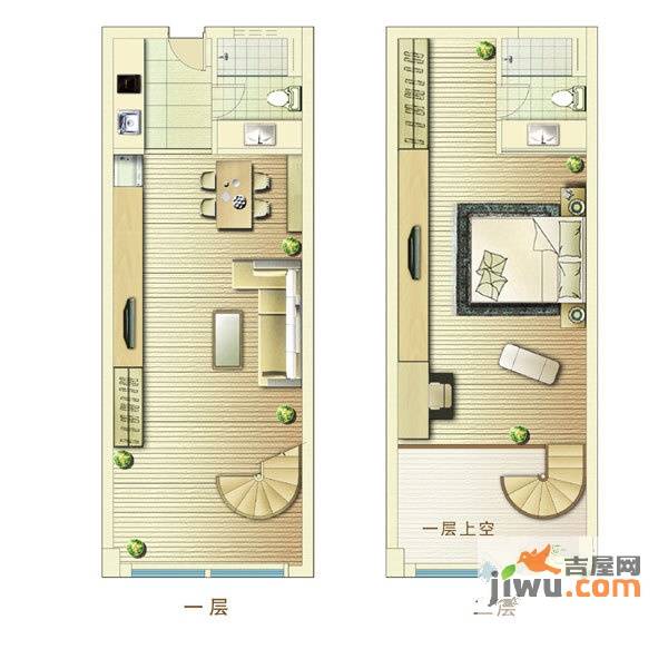 总部壹号1室2厅2卫80㎡户型图