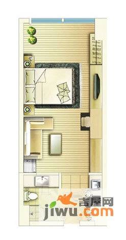 总部壹号1室1厅1卫58.9㎡户型图