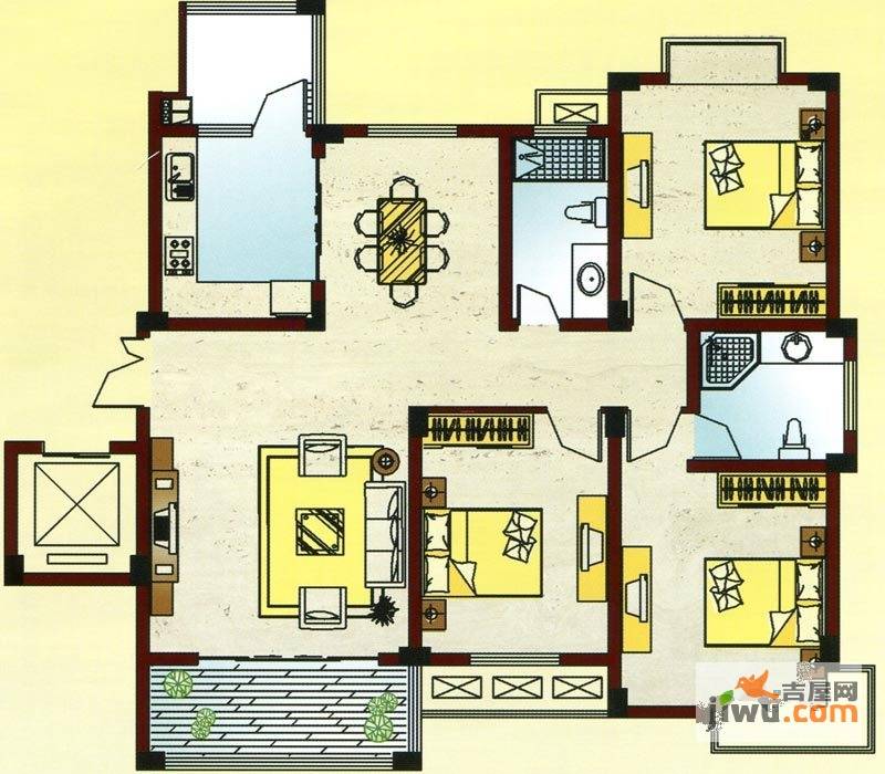 锦宸国际花园3室2厅2卫141㎡户型图