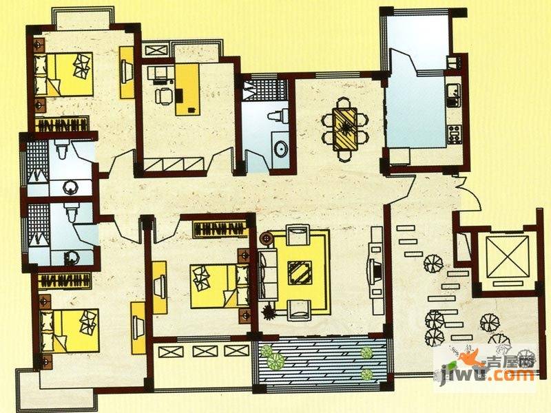 锦宸国际花园4室2厅3卫177㎡户型图