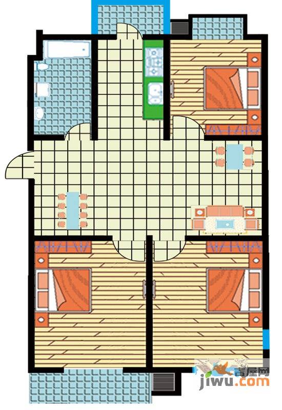 和睦佳园3室2厅1卫122.3㎡户型图