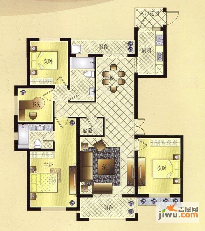 宏博锦园4室2厅2卫154.1㎡户型图