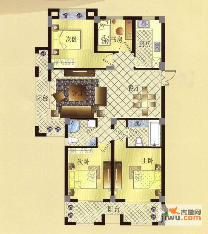 宏博锦园4室2厅2卫144.8㎡户型图