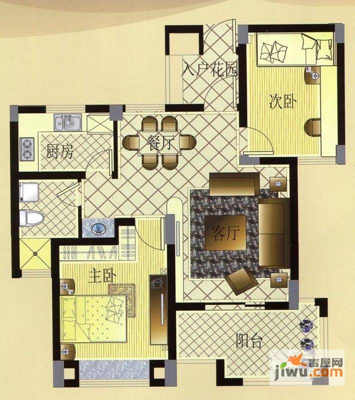 宏博锦园2室2厅1卫89.8㎡户型图