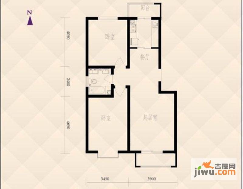 宏昇家园2室2厅2卫90㎡户型图