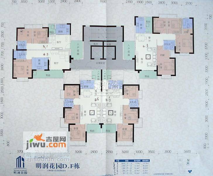 明润花园1室1厅1卫64.6㎡户型图