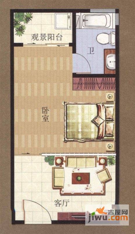 凯悦广场2室2厅1卫83.5㎡户型图