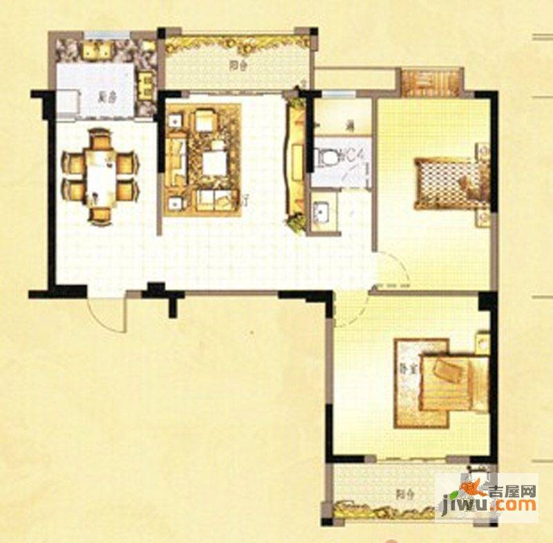 万春中央公馆3室2厅2卫123㎡户型图