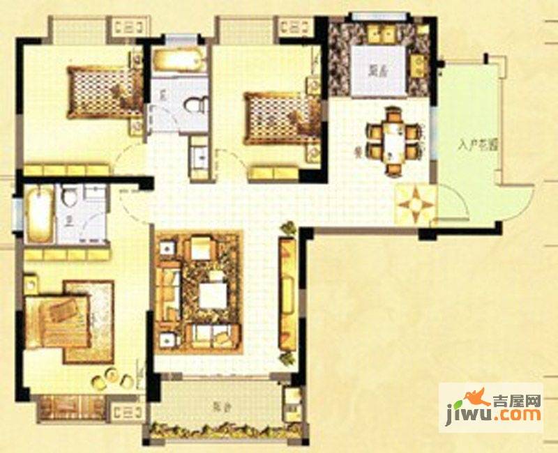 万春中央公馆3室2厅2卫123㎡户型图