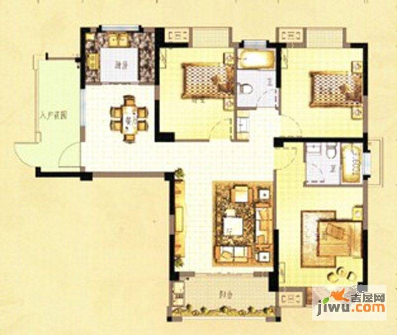 万春中央公馆3室2厅2卫123㎡户型图