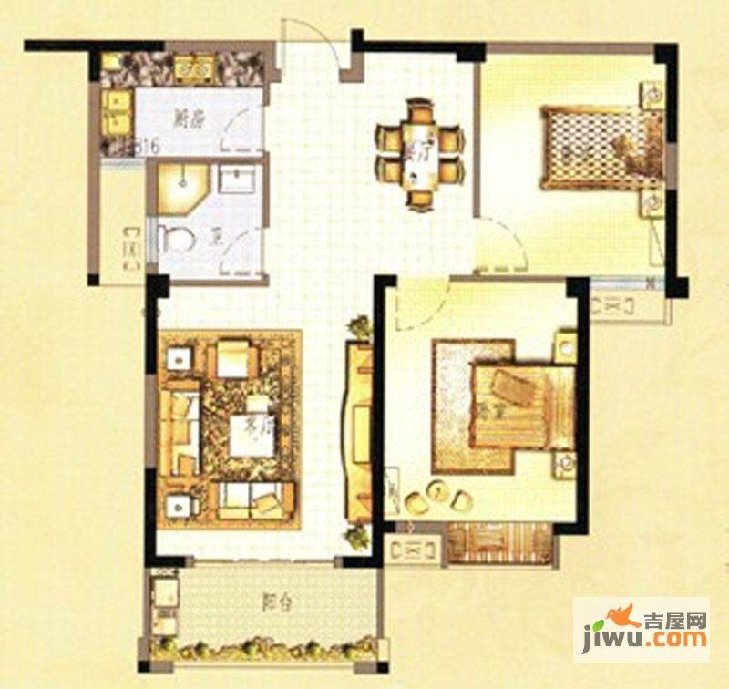 万春中央公馆3室2厅2卫123㎡户型图