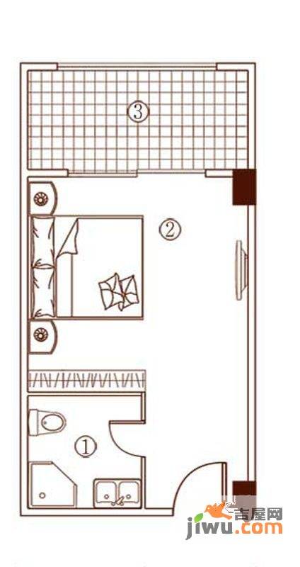 钻石·水岸名城二期1室0厅1卫35.3㎡户型图