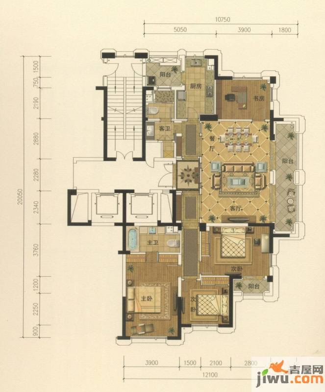 绿城玉兰花园4室2厅2卫200㎡户型图