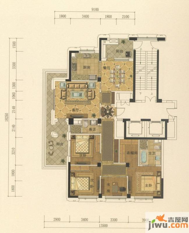 绿城玉兰花园4室2厅2卫196㎡户型图