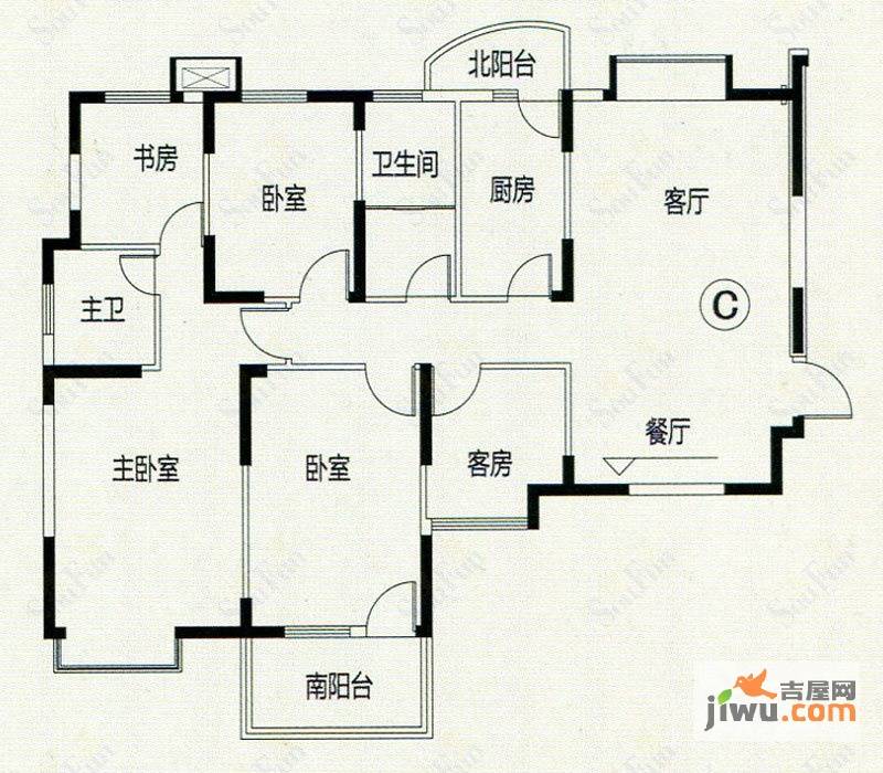 世纪广场4室2厅2卫136.5㎡户型图