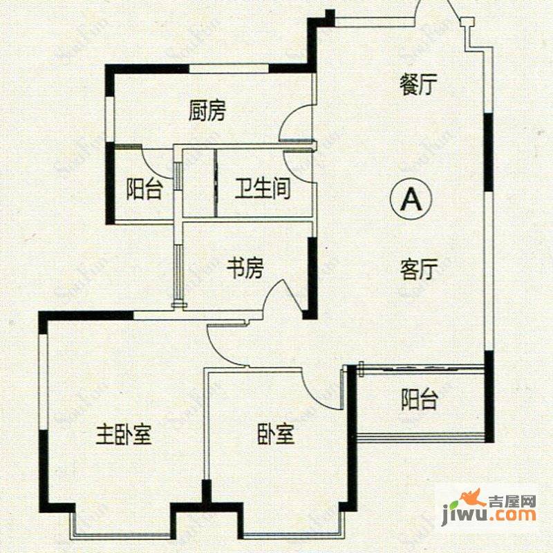 世纪广场2室2厅1卫89.4㎡户型图