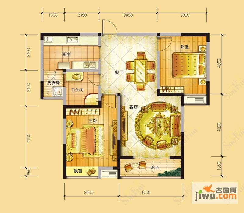 世纪华庭2室2厅1卫99.7㎡户型图