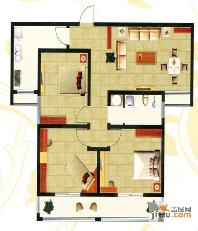 东部星城东区2室2厅1卫112㎡户型图