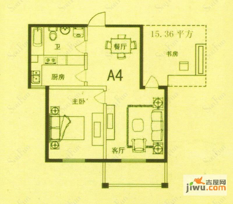 利华锦绣家园2室2厅1卫85.4㎡户型图