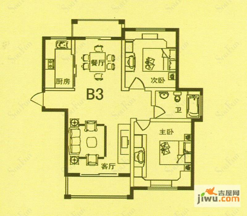 利华锦绣家园2室2厅1卫106㎡户型图