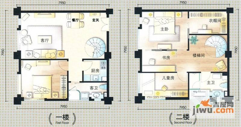 汇金广场2室2厅2卫85㎡户型图