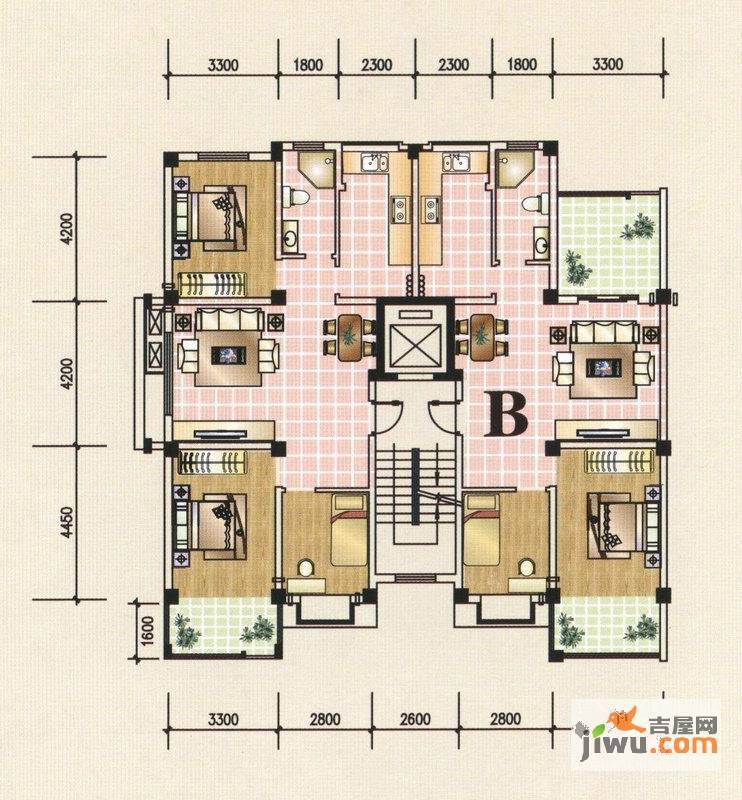 君和花园3室2厅1卫97㎡户型图