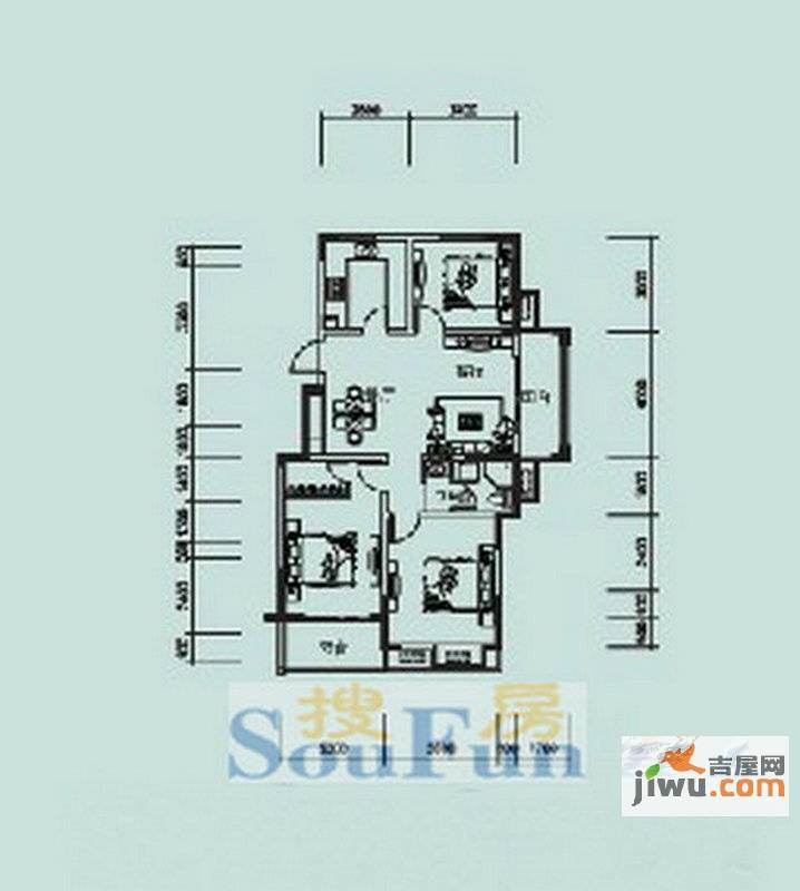 怡景花园3室2厅1卫100.9㎡户型图