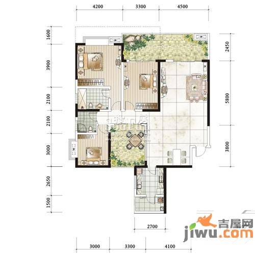 领馆区1号3室2厅2卫143.6㎡户型图