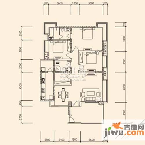 育才竹岛3室2厅2卫143.3㎡户型图