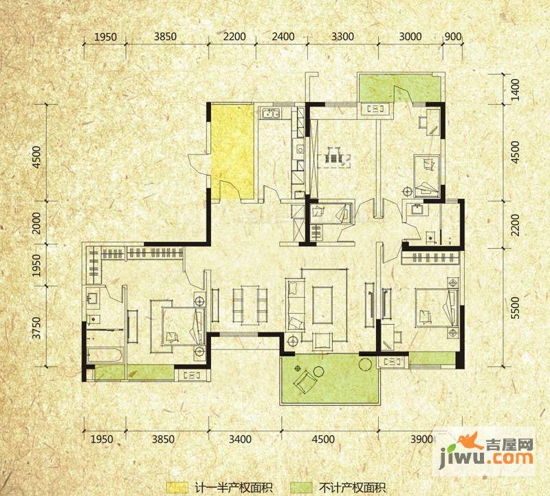 万科魅力之城四期4室2厅2卫182㎡户型图