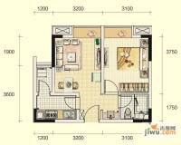 蓝光SOFA社区1室2厅1卫49㎡户型图