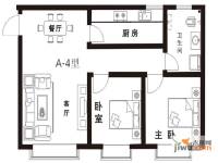 桃溪河畔公园里2室2厅1卫76.5㎡户型图