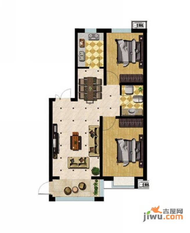 华纺海岸城2室2厅1卫106㎡户型图