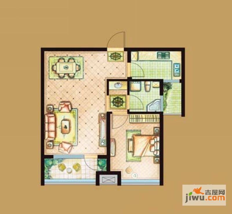 亿隆国际广场1室2厅1卫65㎡户型图