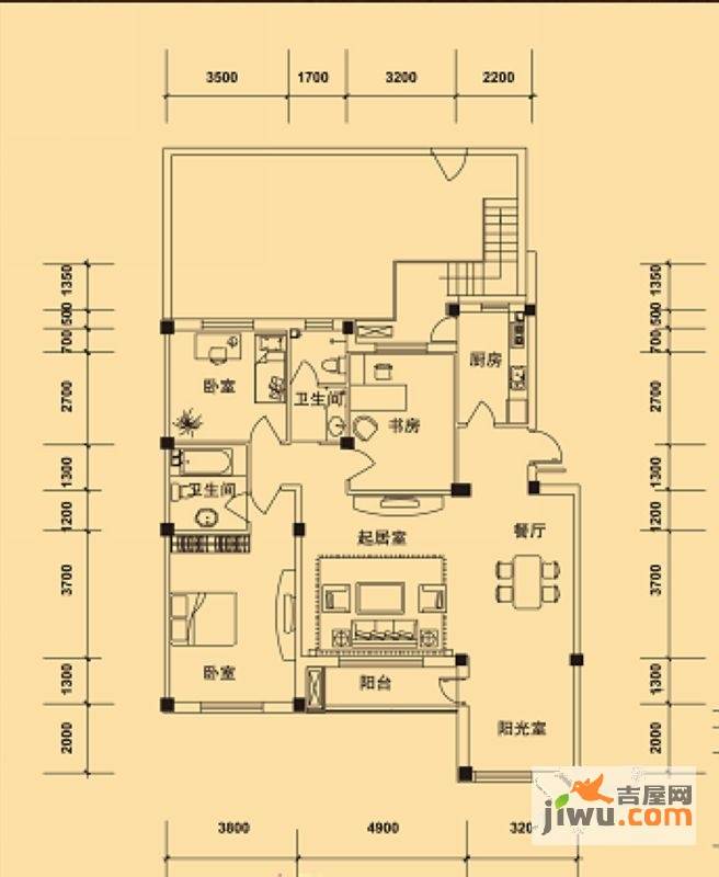 典逸心洲4室1厅2卫139㎡户型图