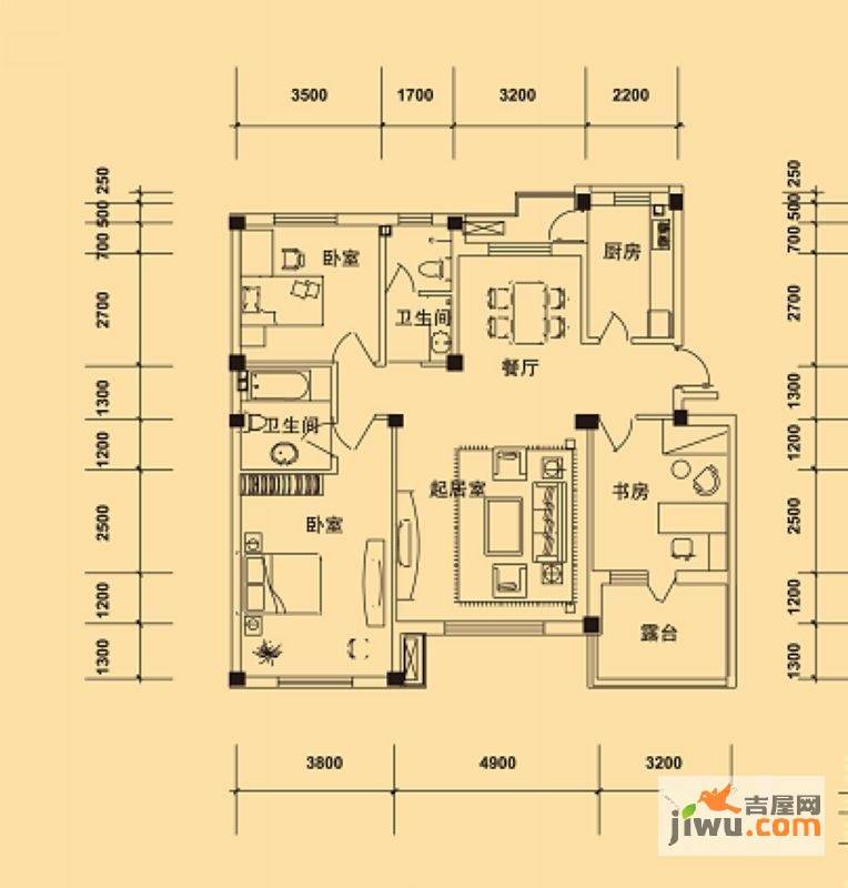 典逸心洲4室1厅2卫139㎡户型图