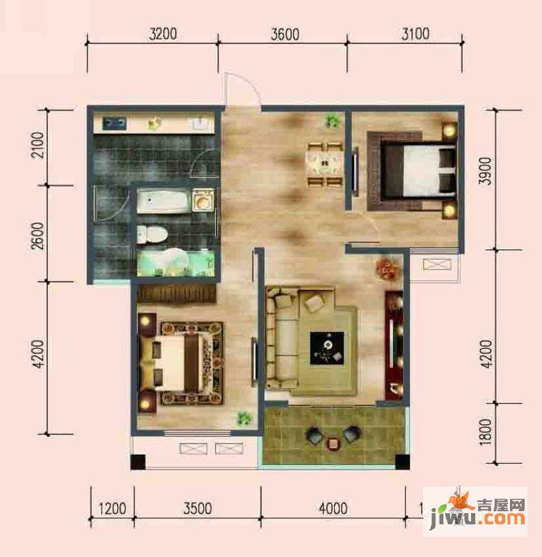 颐景嘉苑2室2厅1卫94㎡户型图