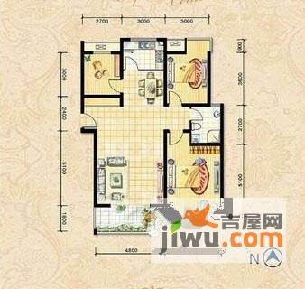 跑马山庄3室2厅1卫140㎡户型图