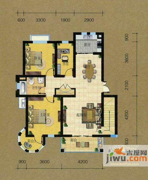 中南世纪城3室2厅1卫121㎡户型图