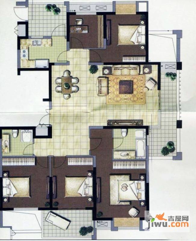 亚东朴园4室2厅2卫180㎡户型图