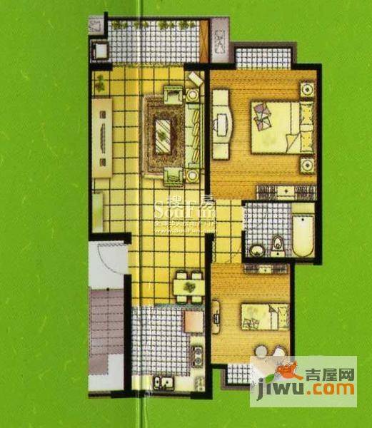 美林湾四和苑2室2厅1卫84.2㎡户型图