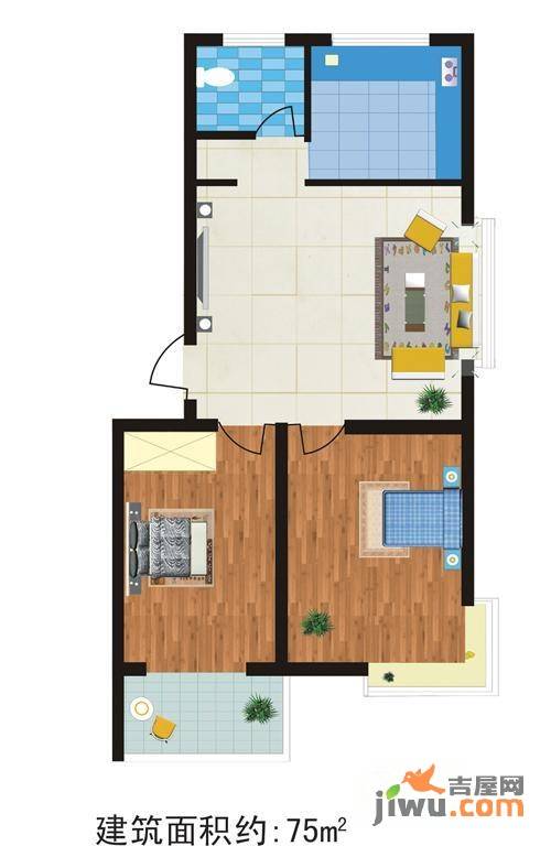 嘉盛新寓2室2厅1卫70.1㎡户型图