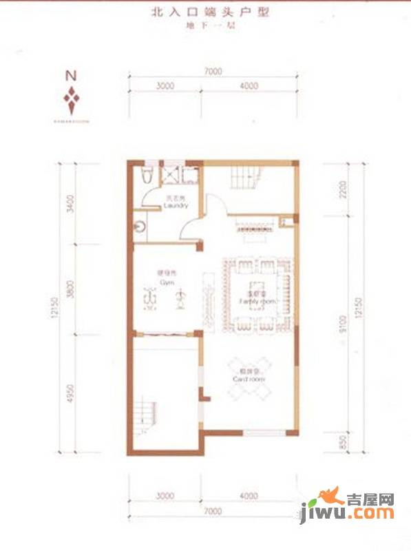 万科红郡1室2厅1卫189㎡户型图