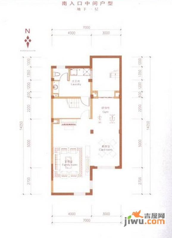 万科红郡1室2厅1卫189㎡户型图