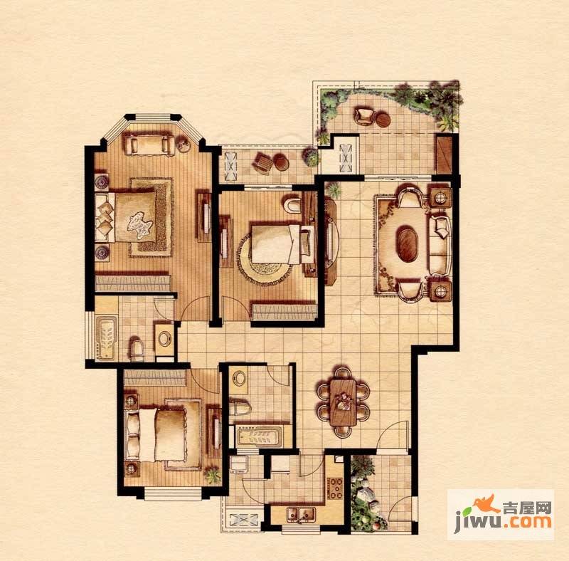 风景城邦英格兰领域3室2厅2卫112.6㎡户型图