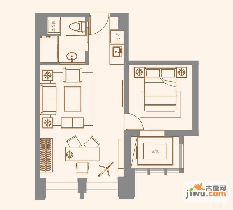 紫泉宫1室1厅1卫66㎡户型图