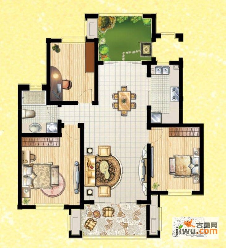 东方明珠海上御园2室2厅1卫93.4㎡户型图