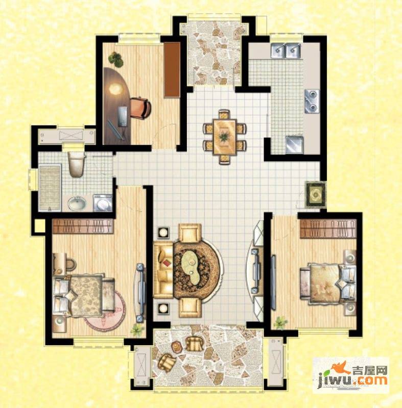 东方明珠海上御园2室2厅1卫93.4㎡户型图